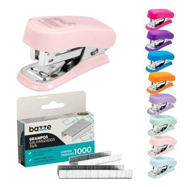Imagem de Mini Grampeador Pastel, 20 Folhas, Grampos 26/6, Kit com Grampos, Cores Suaves e Marcantes (Rosa Pastel)
