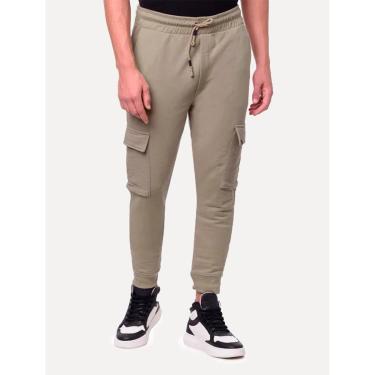 Imagem de Calça Calvin Klein Jeans Masculina Moletom CKJ Cargo Caqui Médio-Masculino