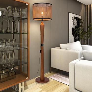 Imagem de Luminária Imperial De Chão Detalhe Preto Cúpula Tela - D+MOB, Marrom c