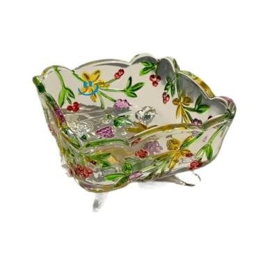 Imagem de IEUDNS Pote de biscoito, tigela de vidro quadrada, recipiente pequeno e elegante para doces, tigela de nozes para doces, lanche, sobremesa, frutas