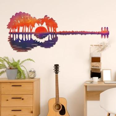 Imagem de KOYILTD Decoração de parede de metal rústico Music Is What Feelings Sound Like palheta de guitarra escultura de parede arte de parede de guitarra metal decoração de parede presentes para amantes de
