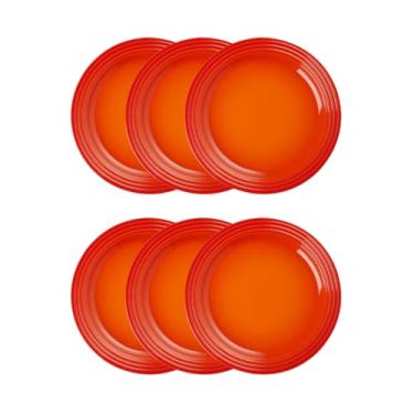 Imagem de Jogo de 6 Pratos Rasos de Cerâmica 17 cm Laranja