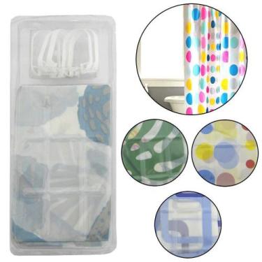 Imagem de Cortina Box Plastico Estampa Sortida Com 6 Ganchos 180X140Cm - Almega