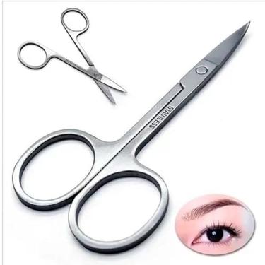 Imagem de Tesoura Profissional para Sobrancelhas e Unhas, Ponta Reta, Aço Inox, 9 cm