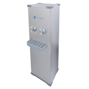 Imagem de Bebedouro refrigerador de agua industrial inox coluna 25l 2 torneiras 