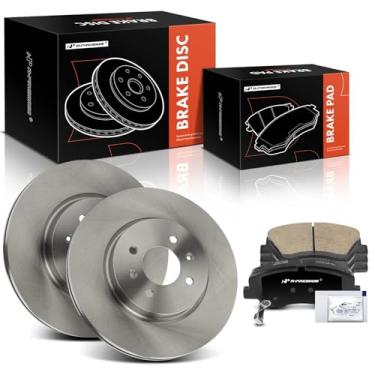 Imagem de A-Premium Rotores de freio a disco ventilados frontais de 11,02 polegadas (280,1 mm) + kit de pastilhas de cerâmica compatível com modelos selecionados Hyundai e Kia - Accent 2018-2020, Rio 2017-2018