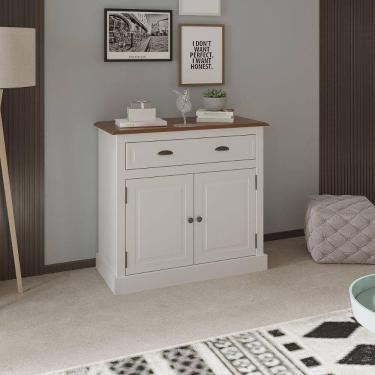 Imagem de Balcão Buffet Aparador 2 Portas 1 Gaveta Branco Farm House