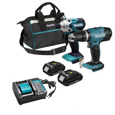 Imagem de Kit Parafusadeiras Impacto 18V Makita Dlx2336Y01 Com Bolsa