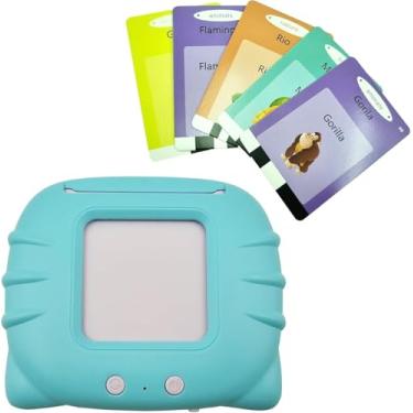 Imagem de Brinquedo Educativo Infantil Fala [ Inglês e Português ] Alfabetização Bilingue Apraxia Autismo Cartões Cards Recarregável - Azul