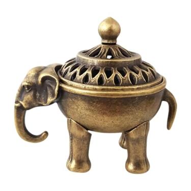 Imagem de Wswqop Porta-incenso de elefante com tampa, mini coletor, ornamento retrô para quarto, interior, exterior, casa de chá, sala de estar