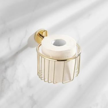 Imagem de Conjunto de ferragens para banheiro dourado - Toalheiro de aço inoxidável - Acessórios para montagem em parede, cestos de lixo