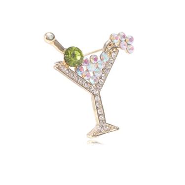 Imagem de DEYOUM Broche de taça de vinho de coquetel para mulheres moderno fofo coquetel vinho garrafa de vinho broche broche de festa chapéu bolsa terno charme joias presente acessórios, Medium, Metal, Sem