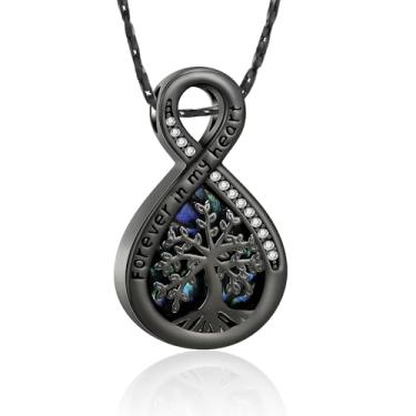 Imagem de Imrsanl Colares de urna infinita para cinzas para mulheres e homens, árvore da vida, joias de cremação, colar com pingente de medalhão, urna oca para cinzas humanas, Aço inoxidável, Sem Pedra Preciosa