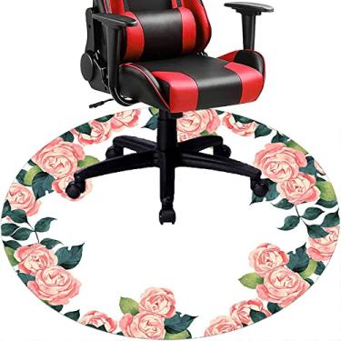 Imagem de Tapete de cadeira de escritório com flores, textura de flor, tapete de cadeira de mesa para piso de madeira de escritório em casa, protetor de piso de pilha baixa, redondo 119 cm