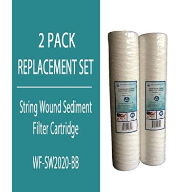 Imagem de WFD, WF-SW2020-BB 11,4 cm x 50,8 cm 20 Micron String Wound Sediment Cartucho de filtro de água, cabe em caixas azuis grandes (BB) de sistemas de filtro de toda a casa (pacote com 2, 20 mícrons)