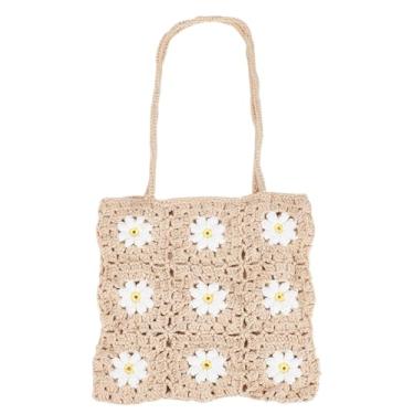 Imagem de ORIGACH Bolsa de ombro quadrada de crochê margarida de crochê para mulheres, bolsa de crochê boho para compras, encontros