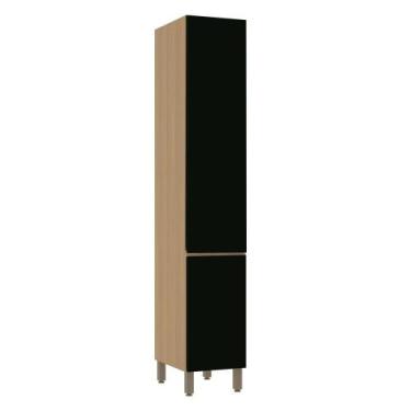 Imagem de Paneleiro Modulado 70cm Simples 2 Portas Slim Luciane, Freijó/Preto
