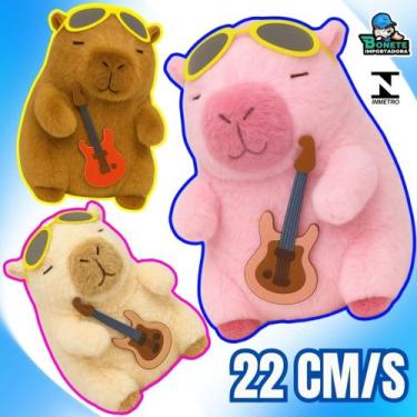 Imagem de Pelúcia Capivara Rockeira 22cm com Guitarra e Óculos de EVA  Cores Sor