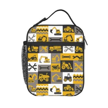 Imagem de PrelerDIY Lancheira de carros para canteiro de obras – Lancheira isolada para meninos/meninas/mulheres/homens, lancheira com alça removível