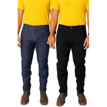 Imagem de Kit 2 Calças Masculina Jeans Tradicional Barata Reforçada Trabalho - M