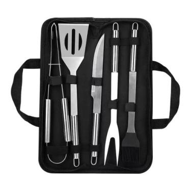 Imagem de Kit 6 Pçs Inox Churrasco Utensílios Gourmet Chef Profissional - Ke Hom