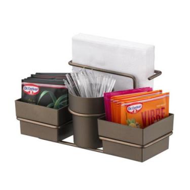 Imagem de Suporte Porta Sachês Guardanapos Mexedor Açucar Chá Cor Café - 1224CF 