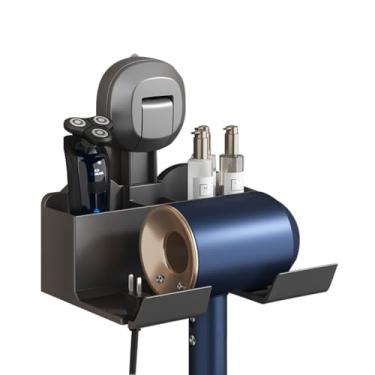 Imagem de Suporte para secador de cabelo, suporte de parede para secador de cabelo, sem perfuração, ferramentas de cabelo, suporte de armazenamento com suporte de cabo para alça < 5 cm