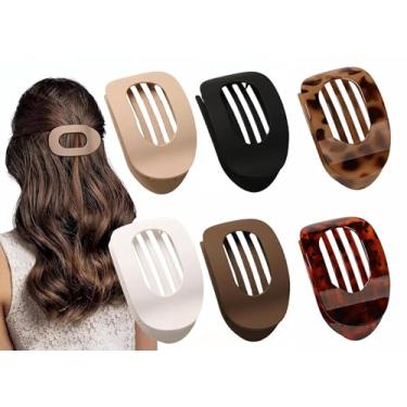 Imagem de 4/5/6/8 peças de grampos de cabelo planos redondos para mulheres - presilhas ovais de bico de pato de fixação forte, clipes antiderrapantes para cabelo grosso/fino | Acessórios de cabelo versáteis
