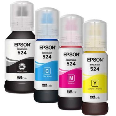 Imagem de Kit Tinta Impressora T524 L6580 L15150 L15160 4 Cores Tinta CIANO MAGE