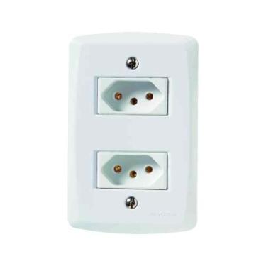 Imagem de Conjunto 2 Tomadas 3p 20a Tramontina Lux2 - Branco - Sistema Modular