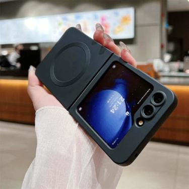 Imagem de Capa magnética fosca de silicone líquido para Samsung Z Flip ZFlip 6 5 4 3 ZFLIP6 com carregamento sem fio, 4, para Z Flip4