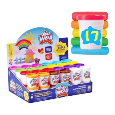 Imagem de Kit 17 Potes Potinho De Massinha Massa De Modelar Divertoys
