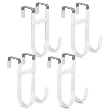 Imagem de FYY Ganchos sobre a porta – Pacote com 4 cabides organizadores de gancho duplo resistente com borracha antiderrapante para uso em toalhas, roupas, chapéus e bolsas no banheiro, quarto, cozinha – serve