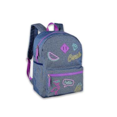 Imagem de Mochila Escolar Costas Jeans You Go Girl Juvenil Cor Roxo