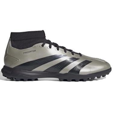 Imagem de adidas Tênis unissex League Football Boots Turf, Platina metálica/aurora preta/turbo, 7.5 Women/6.5 Men