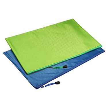 Imagem de PATIKIL Sacos de arquivo impermeáveis com zíper pacote com 2 pastas de armazenamento de documentos B4 bolsa de lápis para viagens de escritório, azul, verde