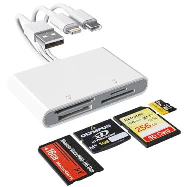 Imagem de Adaptador Memory Stick Pro Duo, 4 em 1 USB A/USB C/Lightning para SD/MS/Micro SD/XD Leitor de cartão de imagem para adaptador de câmera, visualizador de câmera de jogo de trilha para iPhone, iPad