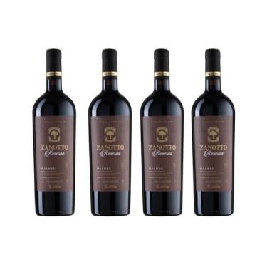 Imagem de Kit 4 Un Vinho Zanotto Reserva Malbec 750 ml