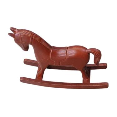 Imagem de WeiLaiKeQi Ornamento de cavalo de balanço, estatueta de cavalo de madeira esculpida, suporte de TV, armário de sala de estar, escultura, design retrô, artesanato, Vermelho
