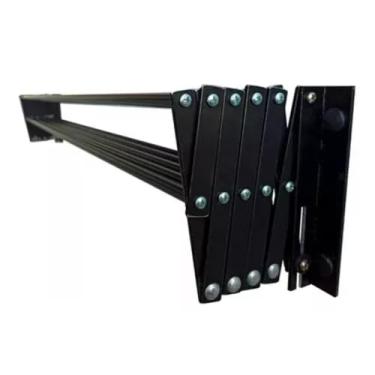 Imagem de Varal de Parede Sanfonado 100 cm 10 varetas Preto Suporta Roupas de Cama (PRETO)