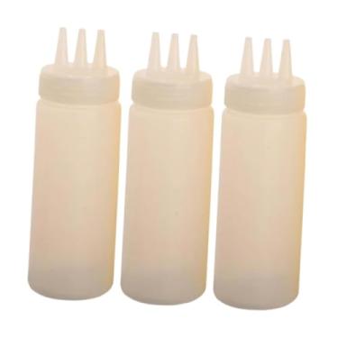 Imagem de Bothyi 3x Frascos de molho, dispensador de condimentos, vazio com bico pequeno e pontiagudo para churrasco, camping, ketchup, decoração de biscoitos, Branco