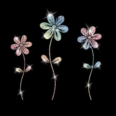 Imagem de Decalque de carro brilhante com três margaridas autoadesivo PVC brilhante adesivo para carros, caminhões, motocicletas, capa de porta multidecoração adesivo (colorido)