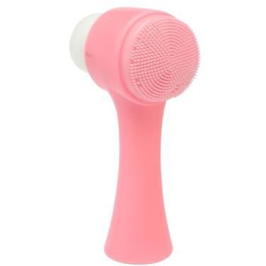 Imagem de Escova de Limpeza Facial 2 em 1, Massageador Facial com Cerdas Macias (Rosa com rosa), Esfoliante, Pele Oleosa, Cravos, Portátil