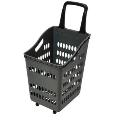 Imagem de Carrinho Cesto Multiuso com Alça e Rodinhas 360 em Plástico PP - Clink