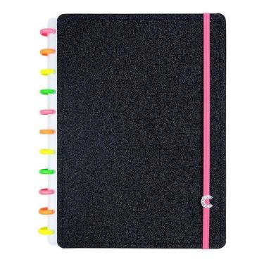 Imagem de Caderno Inteligente Lets Glitter Neon Black Grande 80 Folhas Cigd4145 Preto - Ci