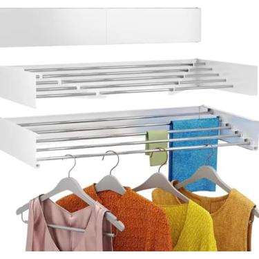 Imagem de Varal Retratil De Parede Secreto Magico 80cm com 5 Varetas para Apartamento Casa Buritis