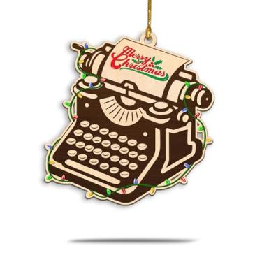 Imagem de Enfeite de Natal de máquina de escrever antiga, presentes para escritor autor, ornamentos de melhor autor, Natal, enfeite de escrita de máquina de escrever, presentes para futuros autores/romancistas