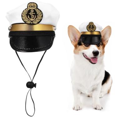 Imagem de TOYANDONA Chapéu de capitão de cachorro - boné de marinheiro de barco ajustável chapéu de capitão iate para animais de estimação, acessórios de de cachorro, gato, cães, Halloween, cosplay