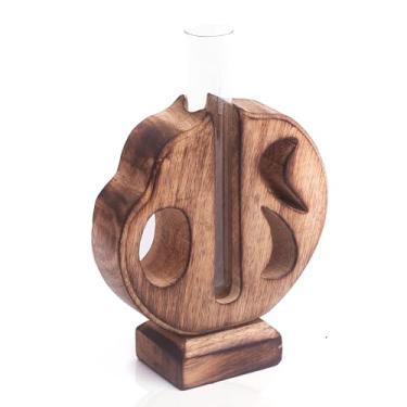 Imagem de Suporte para estação de propagação de plantas com tubo de ensaio de vidro único, terrário interno de mesa para hidroponia, vaso de flores para corte de plantas aquáticas, plantador, decoração de