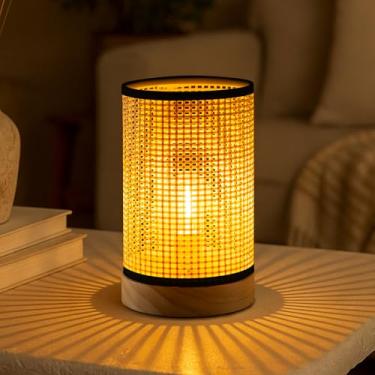 Imagem de LUSHARBOR Lâmpada operada por bateria com temporizador, luminária decorativa de mesa de cabeceira boho pequena lâmpada de acento sem fio para quarto de crianças, sala de estar, decoração de entrada